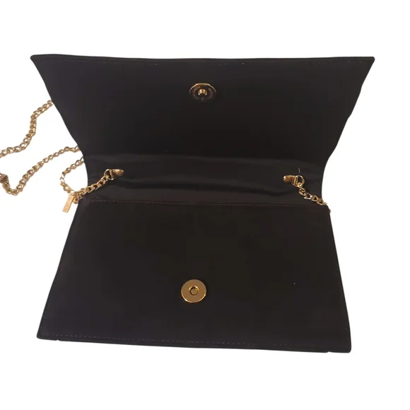 MENBUR Elegant Velvet Black and Gold Women's Purse - Picture 4 of 5